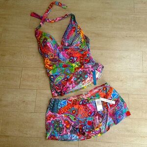 Bleu Rod Beattie Two piece Tankini swimsuit with Skirted bottom